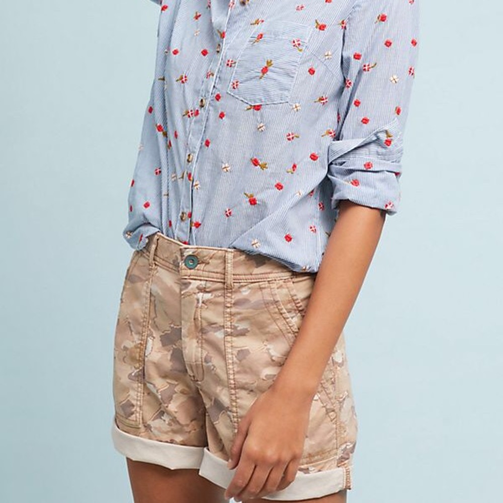 Anthropologie Wanderer Camo Shorts